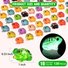 60pcs Luminous Mini Resin Frog Miniature Frog Figurines 10 Colors Tiny Frogs Glo