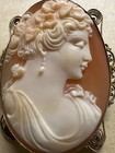 Antique 800 Silver Gold Wash Cameo Pendant 