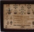 Small Mid 19th Century Motif   Verse Sampler By Eliza Phillips Aged 13 - 1850
