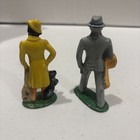 Vintage 1940s Manoil 611 Lead Toy Figure Man In Suit   Barclay Woman Raincoat