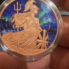 1 Oz  999 Copper Round Bullion Lady Justice Scales Design In Capsule