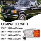 Oe Style Halogen Headlights W  Bulbs 87-91 Ford Bronco F150-f350 Chrome Amber