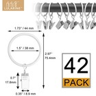 42 Pack Curtain Rings With Clips 1 5 Interior Diameter metal Drapery Clips W   