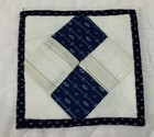 Vintage Antique Patchwork Quilt Table Topper  Four Patch  Early Calicos  Navy