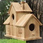 3-hole Wooden Birdhouse For Garden - Outdoor Hanging Bluebird Finch Habitat
