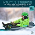 Snow Sled For Kids W  Wheel   Brakes Durable Heightened Backrest 120 Lbs Blue