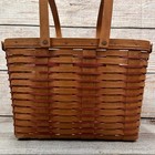 Longaberger Baskets Handwoven Signed 1990 Large Tote Basket W  Liner