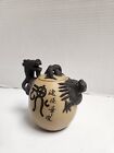 Rare Vintage Yixing Chinese asian  Teapot With A Black  Dragon 