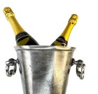 Standing Floor Silver Champagne Bucket Distressed Look Wine Cooler Ice Gift