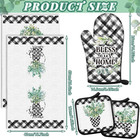 5 Pcs Buffalo Plaid Oven Mitts Pot Holders Dish Towels As The Picture Shows