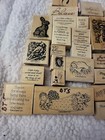 Stampin  Up  Misc  Themed Rubber Stamps On Wooden Blocks Lot Of 28