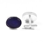 925 Sterling Silver Natural Blue Sapphire Gemstone Jewelry Handmade Cuff Links