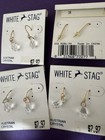 Vintage White Stag Earrings Lot Of 4 Australian Crystal New