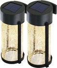 2 Pack Solar Outdoor Wall Lights Fixture Crackled Glass Lamp Shade Bright Warm