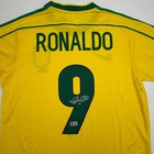 Autographed signed Ronaldo Nazario Brazil Yellow Jersey Beckett Bas Coa  2