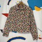 Vintage 40s Fruit Print Shirt Cotton Button Up Novelty 50s Feed Sack Floral Crop