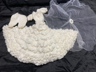 Lot Of 3 Vintage Barbie Type Doll Homemade Crochet Wedding Type Dresses