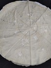 Vintage Linen Lace Tablecloth Embroidered Round Needlework Embroidery A233