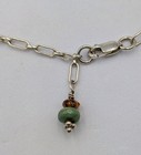 Vtg Sterling Silver Turquoise Amber Bead Dangle Link Chain Lobster Clasp Anklet 