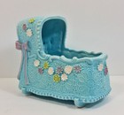 Vintage Crib Cradle Planter Baby Blue W  Flowers Nursery Decor Napcoware Japan 