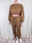 Zenana 2 Pcs Crop Sweatshirt Tracksuit Jogger Pants Set Outfit Active Lounge Lg