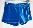 Gk Elite Child Medium Cm M Blue Velvet Velour Gymnastics Cheer Shorts