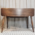 Antique Walnut Drop Leaf Table C1920 Pull-out Brace Farmhouse Solid Wood