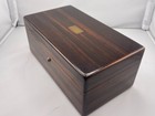 Vintage Rosewood Cigar Humidor 1930s-50s Art Deco Lock   Brass Monogram