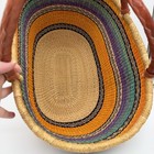 Woven African Bolga Ghana Market Basket Large Leather Handles Oval Beautiful 