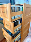 Mission Solid Oak 3 Drawer File Cabinet   70 File Folders- No Particle Board