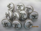 Lot Of Ten 18 Mm Designer Cc Button White  Silver Tone Chanel 10 Buttons