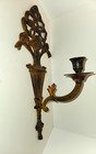 Pair Of Vintage Ornate Antiqued Brass Sconces Candlesticks  Scrollwork Gorgeous
