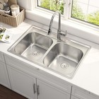 Quikore 33x22 Drop In Double Bowl Kitchen Sink 50 50 Stainless Steel Sinks