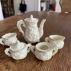 Miniature Porcelain Tea Set Floral Roses Dollhouse Collectible Vintage