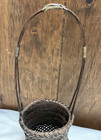 Vintage Japanese Ikebana Bamboo Flower Basket With Tall Handle  Beautiful Art