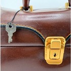 Bentony Brown Leather Train Case Vanity Box Os Vintage Retro Travel Makeup Bag