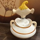 Vtg 1950   s Ceramic Holt Howard Pixieware Cocktail Olives Jar W lid   Fork Minty 