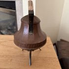 Vintage Copper   Brass  Teapot  Tea Kettle Rattan Handle Farmhouse Cottage