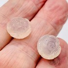 Blooming Carved Flower Pink Chalcedony Rose Double Drilled Beads   13 5x9 5mm  