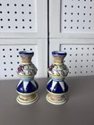 Set 2 Aviv Judaica Shabbat Candlesticks Hand Painted Ceremic 4 5  Floral