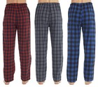 Men s Flannel Pajama Pants 2-3 Pack  Plaid Cotton Lounge Sleepwear  Button Fly