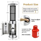 40000 Btu Patio Heaters Stainless Steel Round Propane Glass Tube Flame W wheels