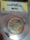     1946 Canada 50c Anacs Ms 63 Scarce Poly Chromatic Monster Toning         -looks Pl