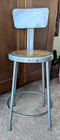 Vintage Steel Drafting Stool Chair Adjustable W  Back Rest Industrial School