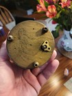 Vintage Antique Powder Puff  Metal Music Box With People On Top In Period Dress