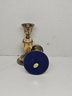 Vintage Silver And Gold Tone Metal Taper Candlestick Holder  Pair Set Of 2