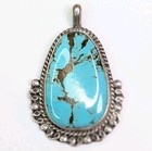 Vintage Navajo Native American Kingman Turquoise Pendant Sterling Silver Vintage