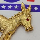 Vtg Democrat Donkey Pin Goldtone Liberal Brooch Dnc