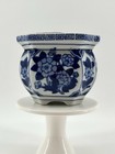Vintage Planter Pot Small Square Delft Ware Cachepot With Liner Insert  3 75   