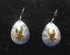 Navajo Sterling Silver Gold Filled Eagle Dangle Earrings Signed Rj   25